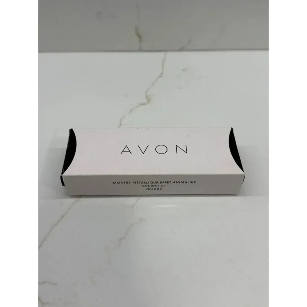 Vintage Avon Metallic Animal Print Watch Gold Tone NIB Untested